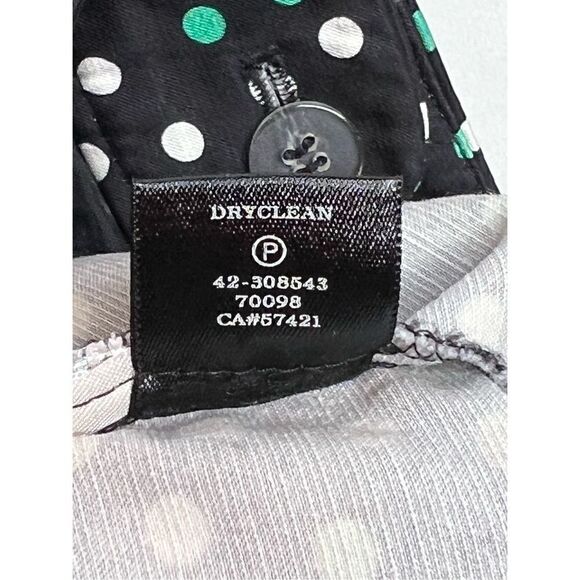 Ann Taylor green and white polka dot ankle pants with black background size 12 - Picture 13 of 13